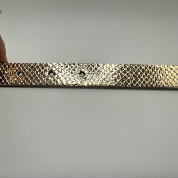 J.Crew Gold Snakeskin Skinny Belt M/L | Metallic Minimalist Belt | Classic - Picture 7 of 8